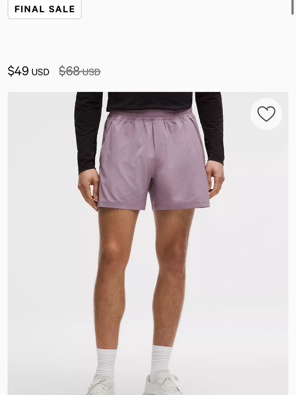 Lululemon Pace Breaker 5 inch Lotus Lavender Shorts